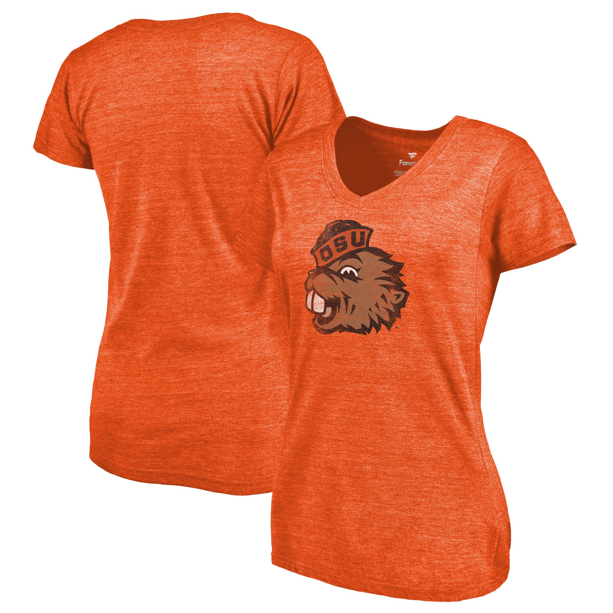 2020 NCAA Fanatics Branded Oregon State Beavers Women Orange College Vault Primary Logo TriBlend VNeck TShirt->ncaa t-shirts->Sports Accessory